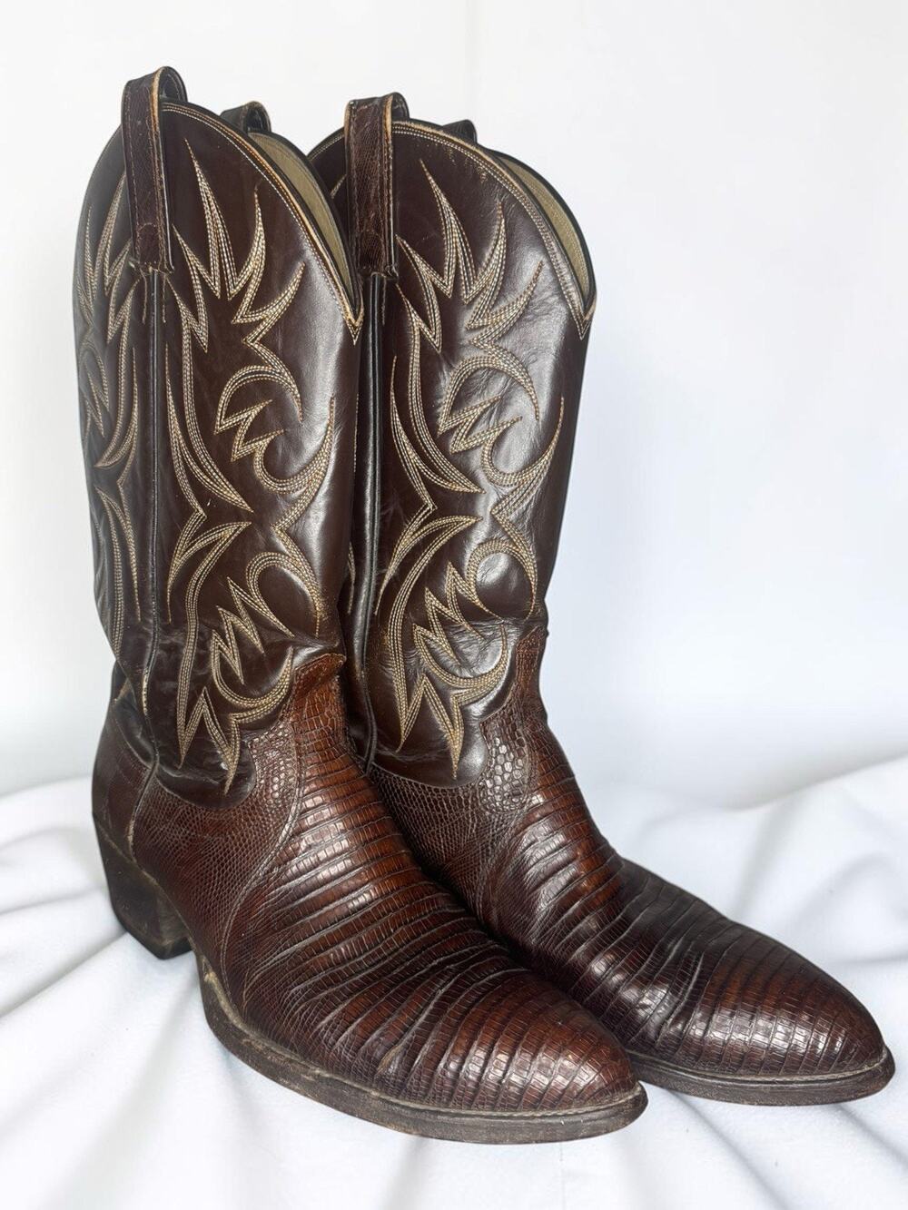 Dan Post Teju Lizard Boots Mens 11 D Brown Exotic Western Cowboy Pointed 6031
